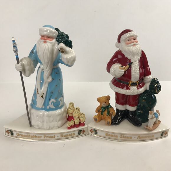 The Danbury Mint Santas Around the World Centerpiece Set England Missing Staff - Picture 4 of 16